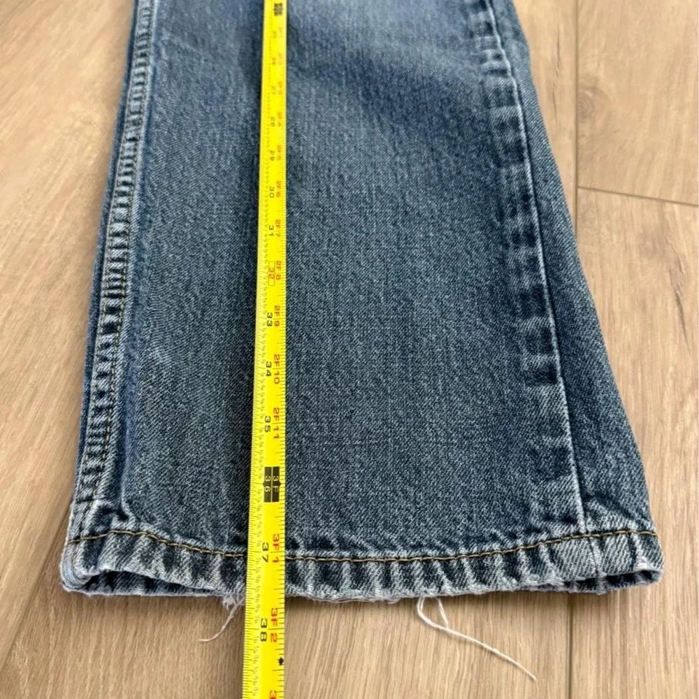 Levis 505 Regular Fit Medium Wash Blue Denim Jeans 36x32 Distressed 0791
